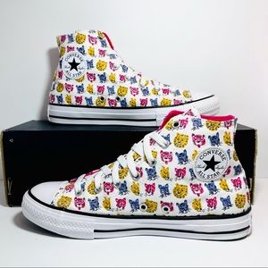 Converse Ctas Jungle Cats Print White/Pink/Black/Yellow Hi Top Sneaker New